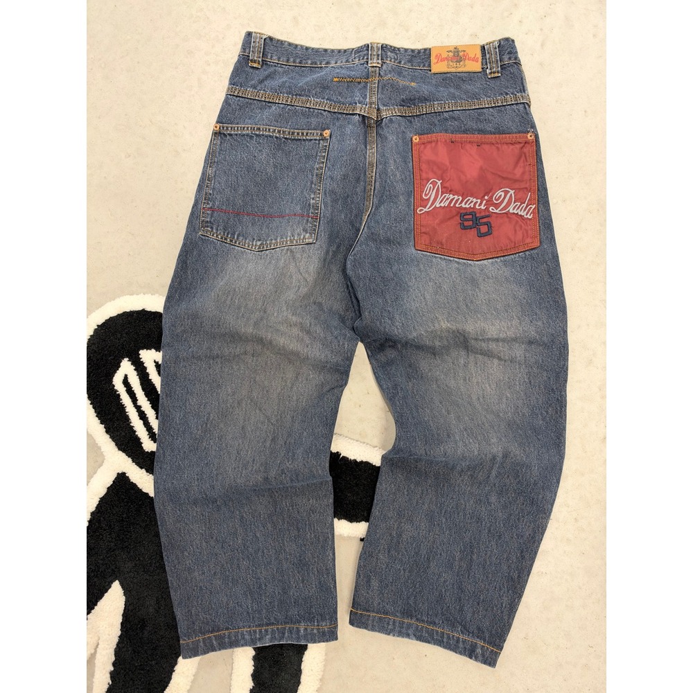 Vintage Damani Dada Supreme Baggy Jeans 34x24 90s Hip Hop Streetwear Blue Denim
